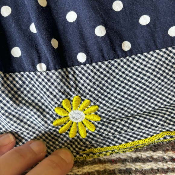 BLUBERI BOULEVARD BLUE WHITE YELLOW POLKA DOT DAISY FLOWER DRESS SIZE 4T COTTON - Picture 4 of 7